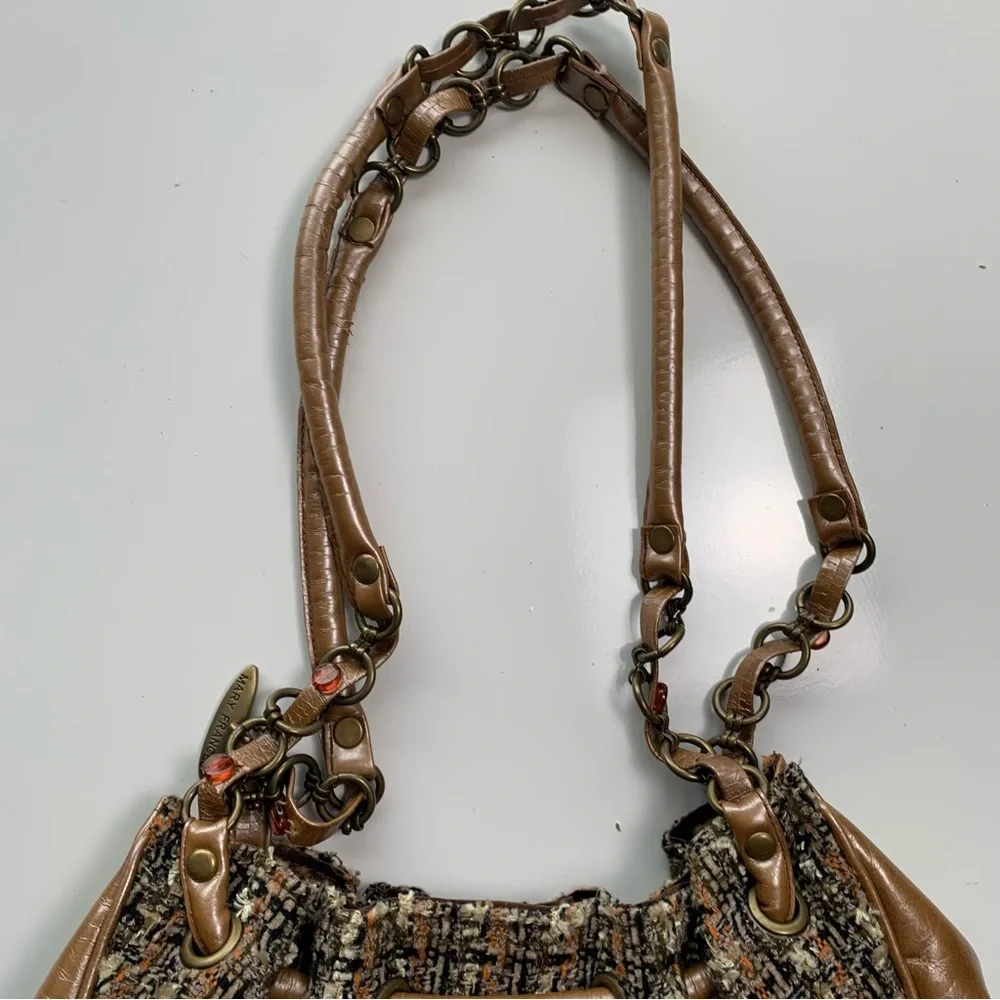 Vintage Mary Frances Handbag Purse Beaded Boho Floral Brown - Picture 7 of 13